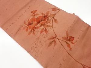 ひげ紬金彩手描き椿模様名古屋帯